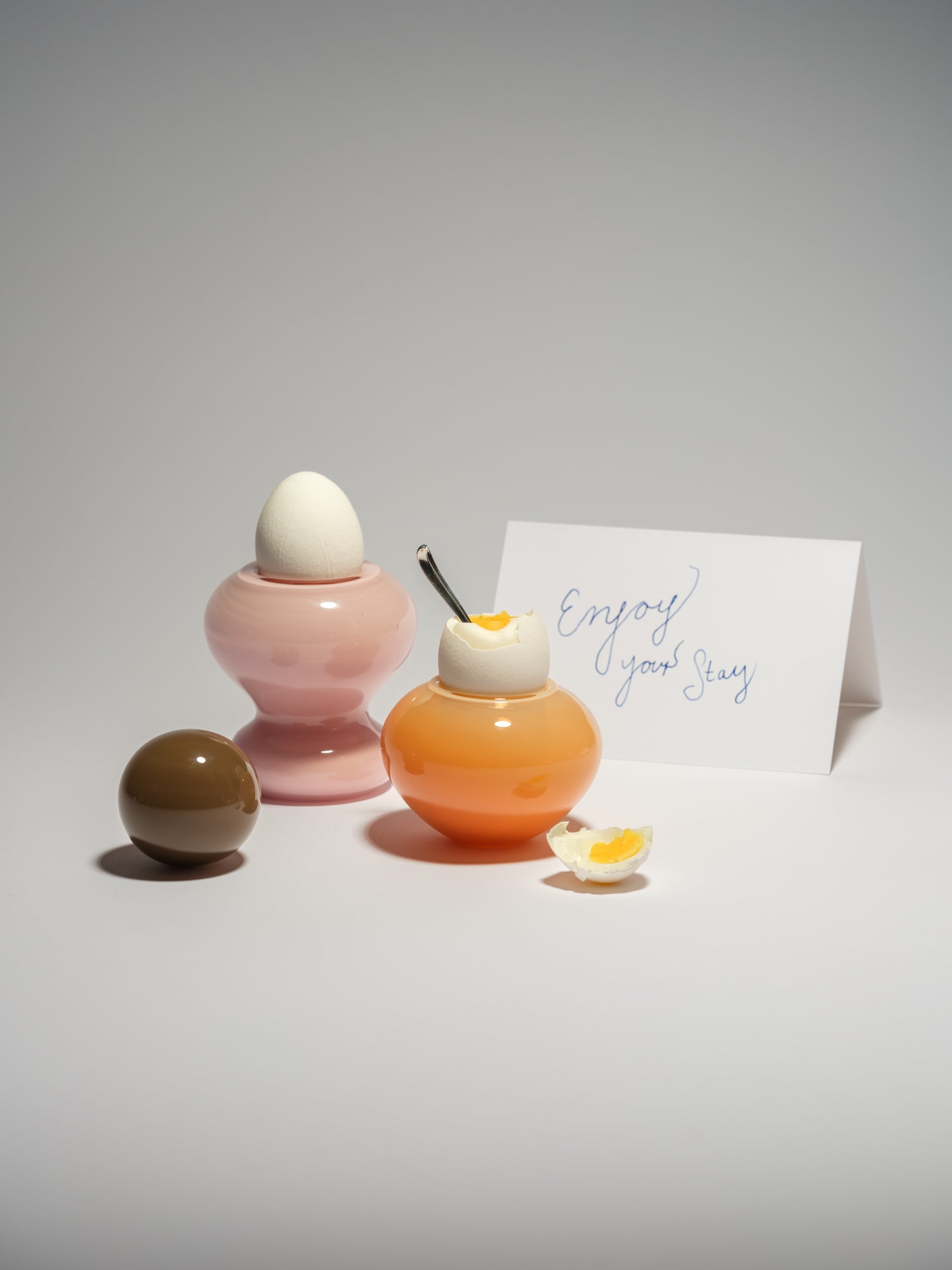 mouth-blown glass object, the pair by Helle Mardahl, bowl with lid for salt and pebber or eggs