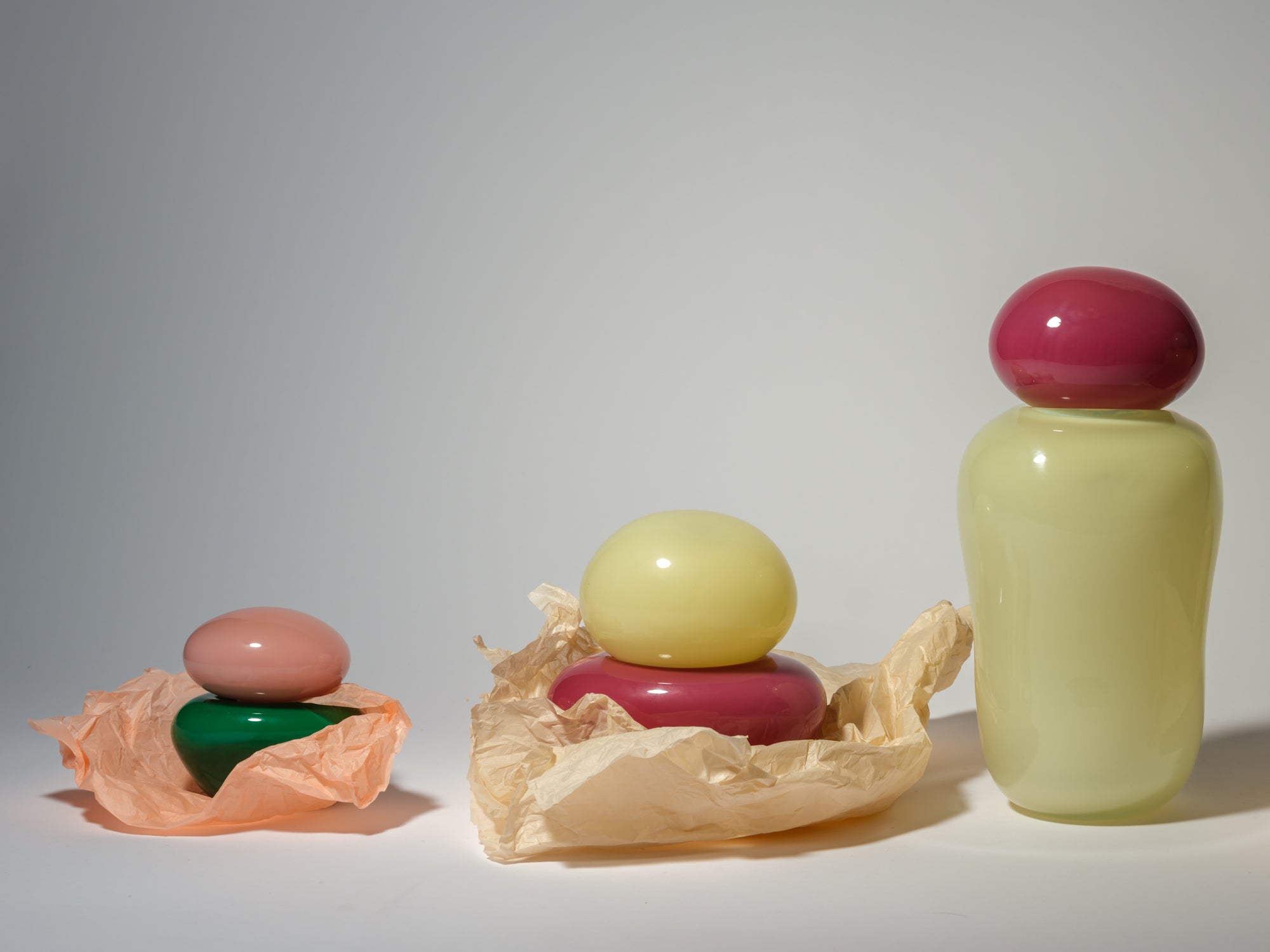 mouth-blown glass object, bonbonniere mini by Helle Mardahl, bowl with lid